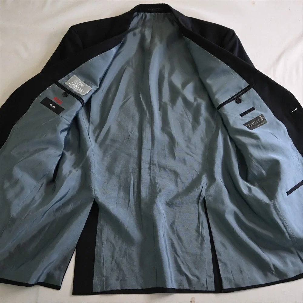 Hugo Boss 44L Navy Hopsack Pasolini US Guabello‎ Wool Sport Coat Jacket Suit